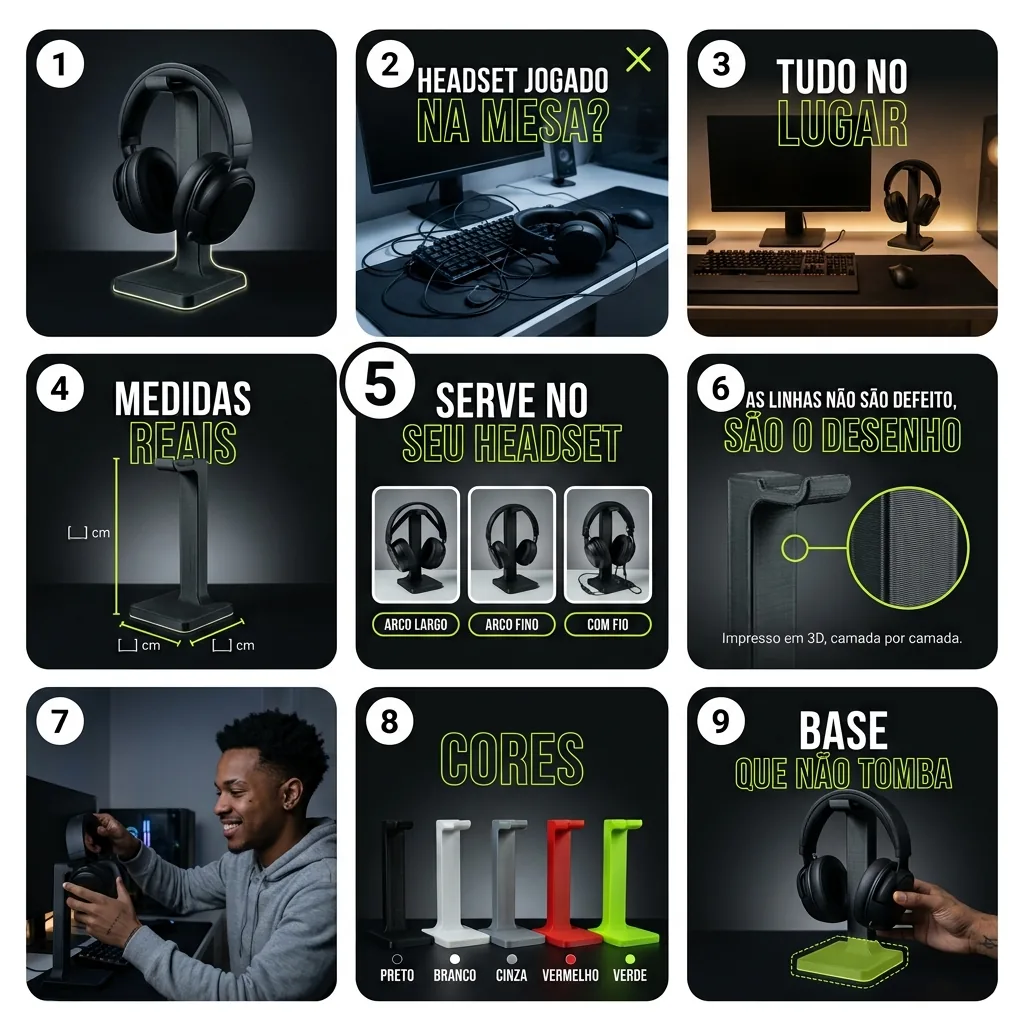 Mosaico feito pelo agente: Suporte de headset