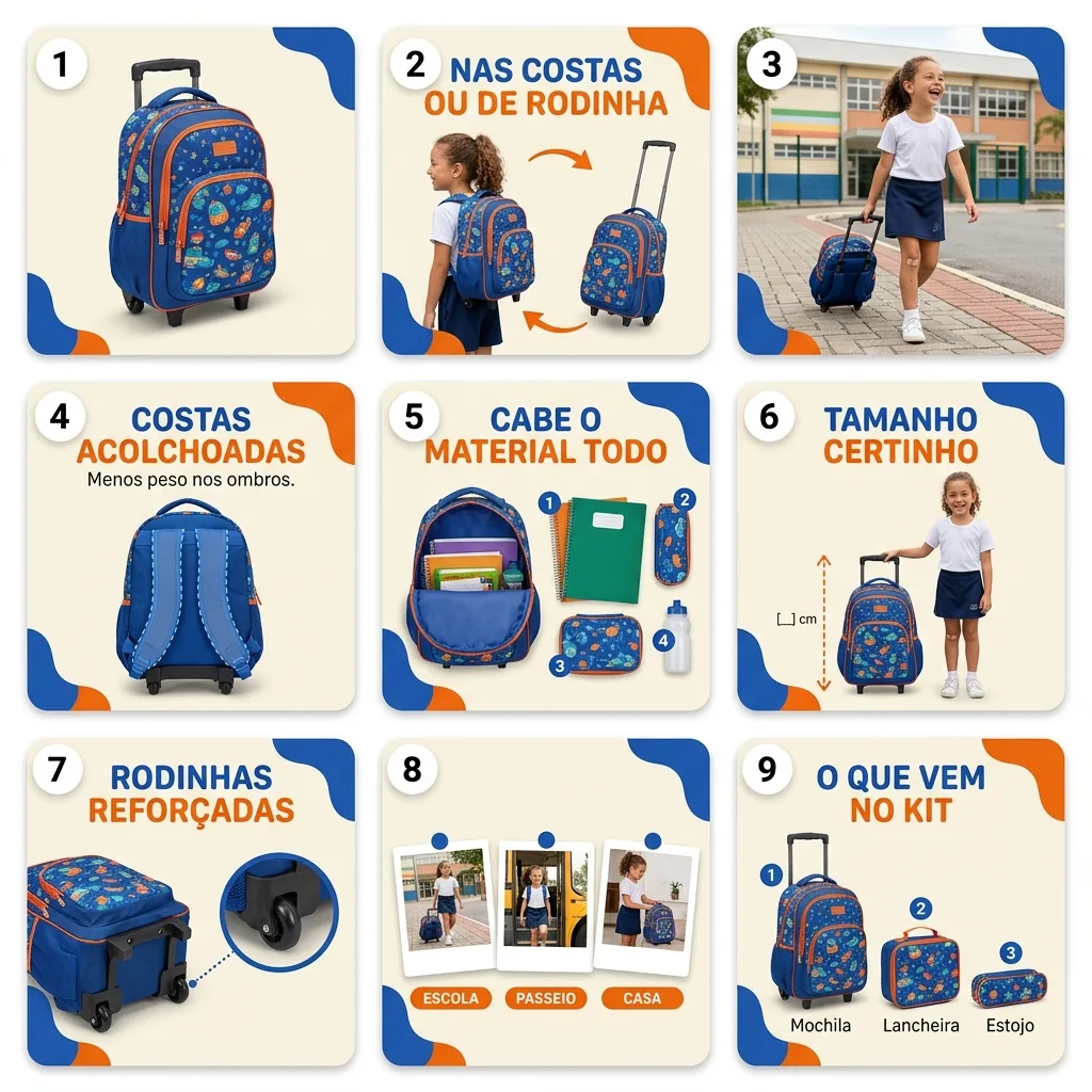 Mosaico feito pelo agente: Mochila de rodinha
