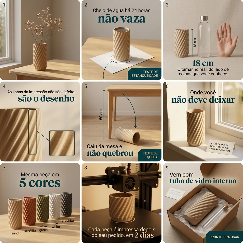 Mosaico feito pelo agente: Vaso impresso em 3D